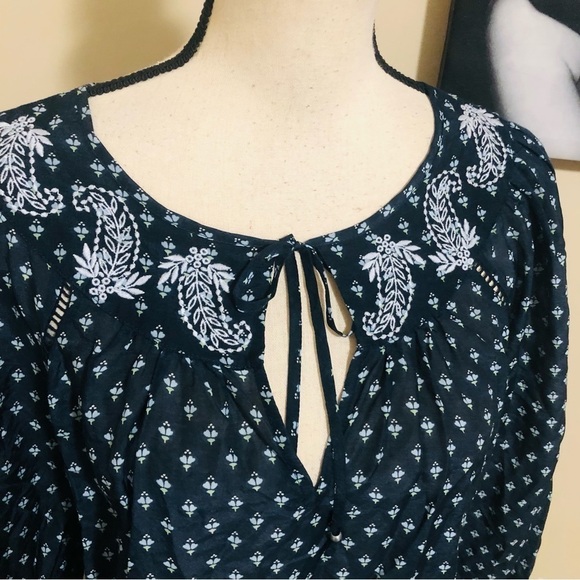 Point Sur J. Crew Keyhole Tie Long Sleeve Top - Picture 2 of 8